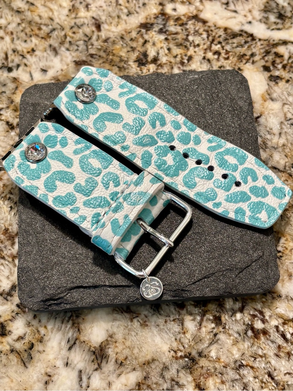 Turquoise Leopard Print Leather Watch Band